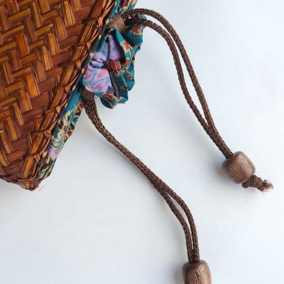 Unique Vintage Woven Brown Rattan Wicker Mini Bag - Picture 8 of 12